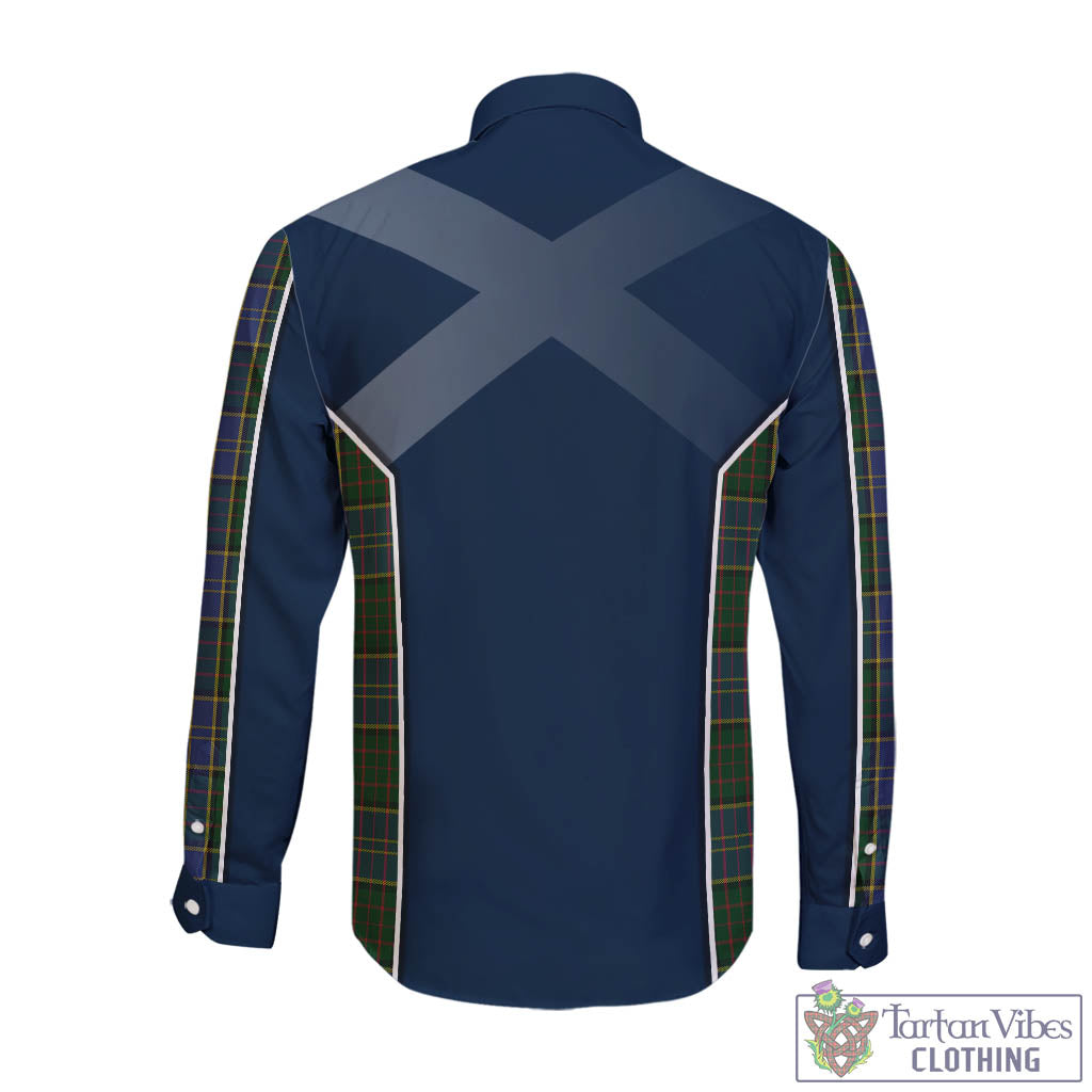 Tartan Vibes Clothing MacMillan Hunting Tartan Long Sleeve Button Up Shirt with Family Crest and Scottish Thistle Vibes Sport Style