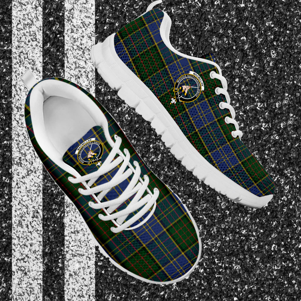 MacMillan Hunting Tartan Sneakers with Family Crest - Tartan Vibes Clothing