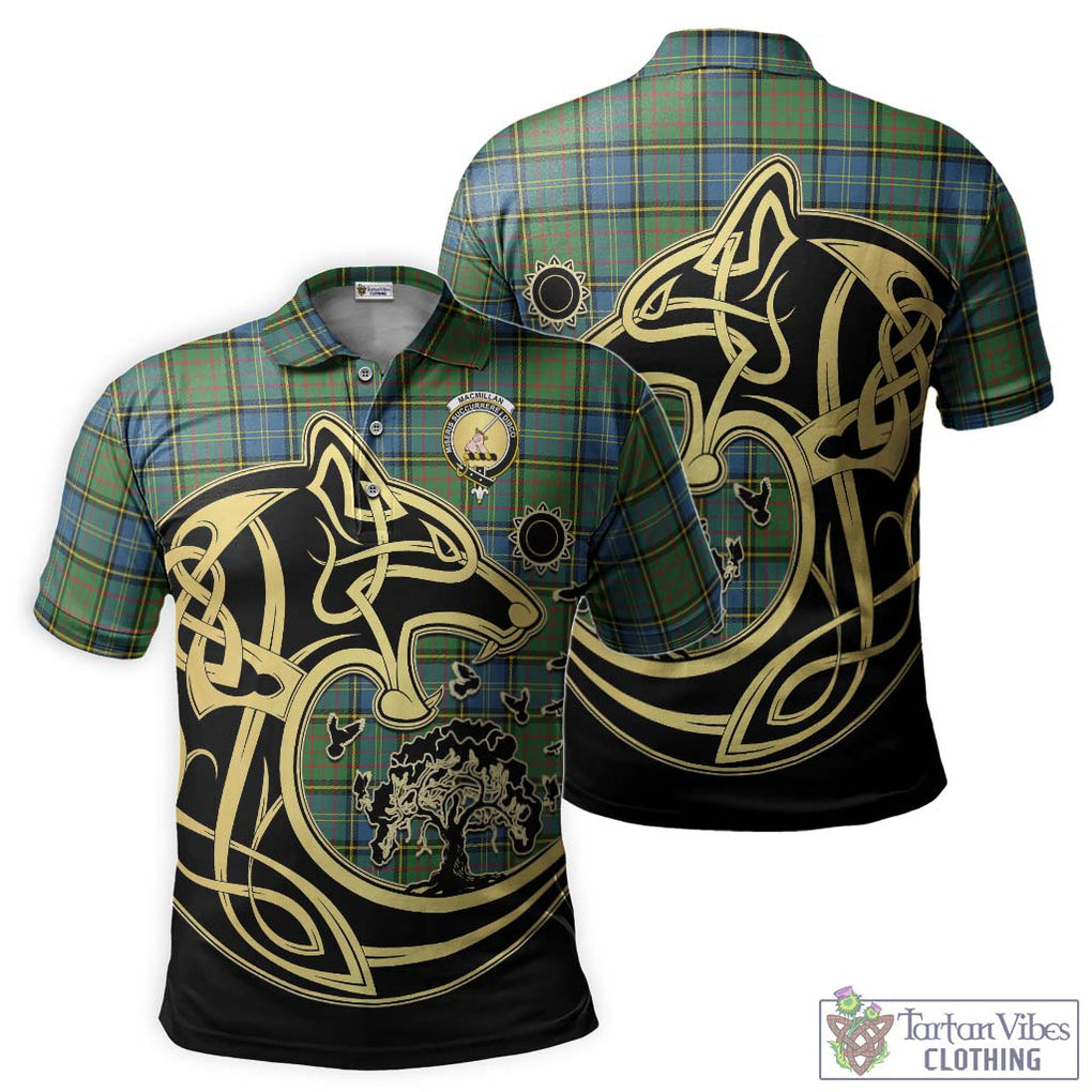 MacMillan Hunting Ancient Tartan Polo Shirt with Family Crest Celtic Wolf Style Kid - Tartanvibesclothing Shop