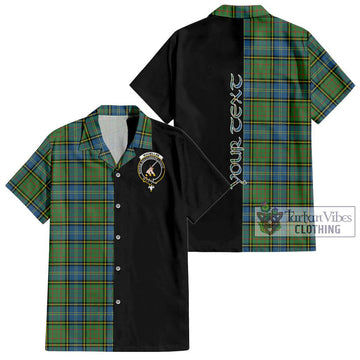 MacMillan Hunting Ancient Tartan Short Sleeve Button Shirt with Family Crest and Half Of Me Style