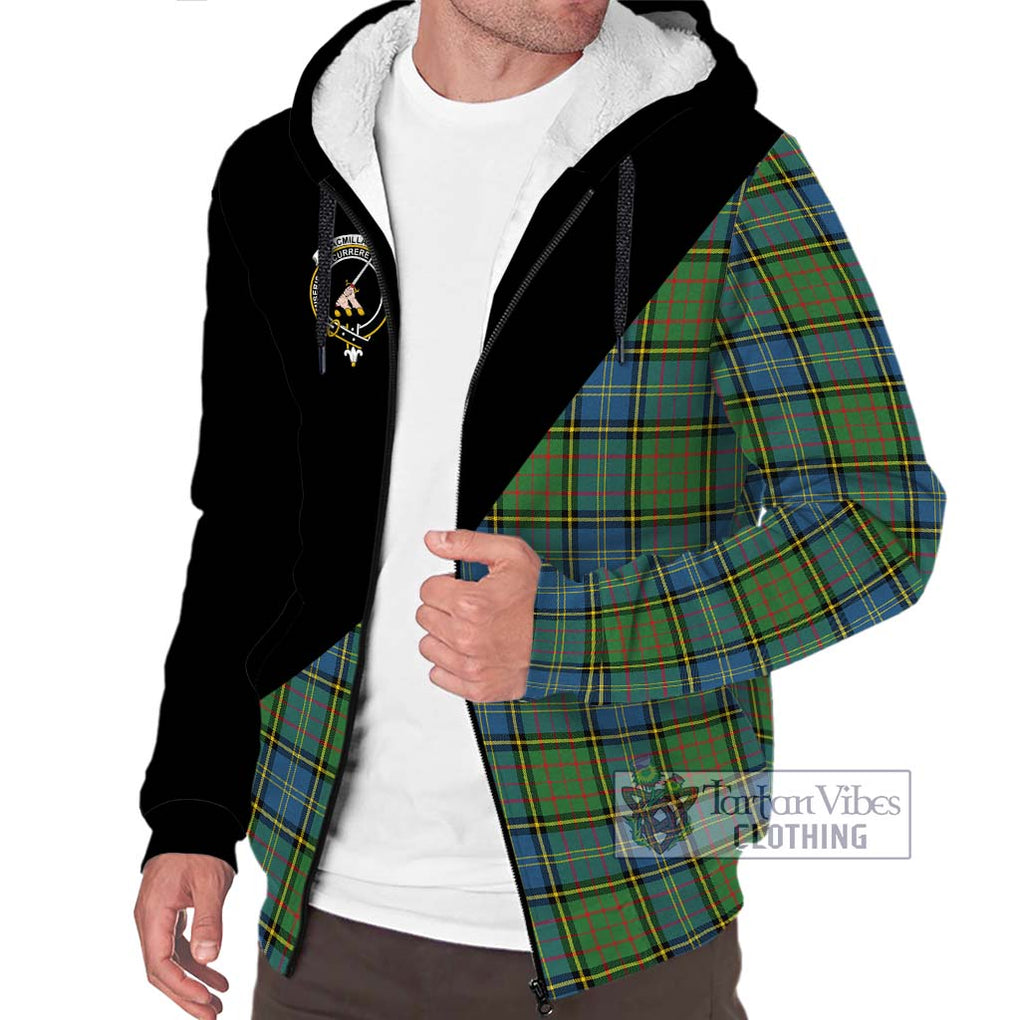 MacMillan Hunting Ancient Tartan Sherpa Hoodie with Family Crest and Military Logo Style Unisex S - Tartanvibesclothing Shop