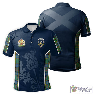 MacMillan Hunting Ancient Tartan Men's Polo Shirt with Family Crest and Scottish Thistle Vibes Sport Style