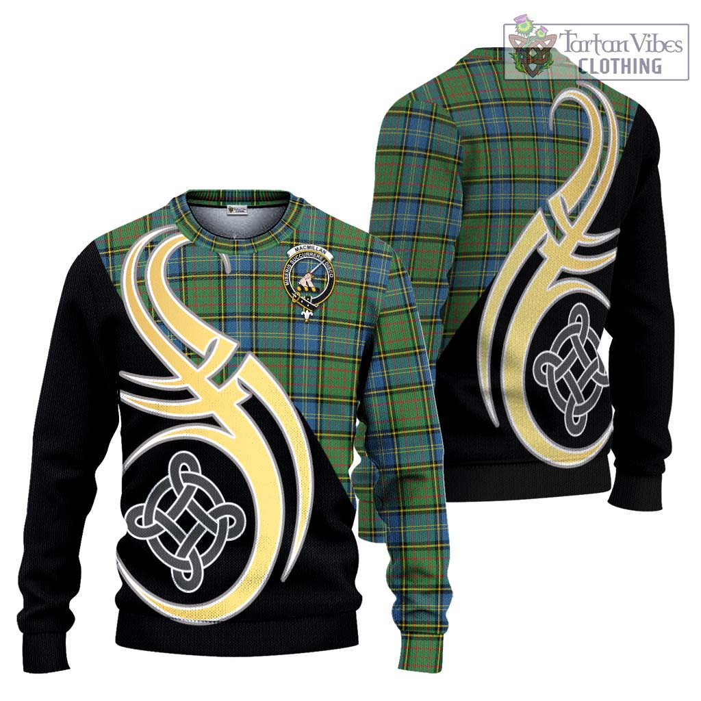 MacMillan Hunting Ancient Tartan Knitted Sweater with Family Crest and Celtic Symbol Style Unisex - Tartan Vibes Clothing