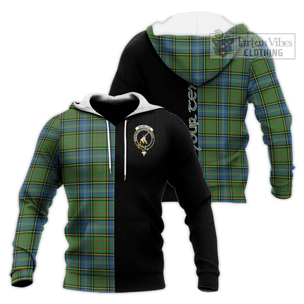 MacMillan Hunting Ancient Tartan Knitted Hoodie with Family Crest and Half Of Me Style Unisex Knitted Pullover Hoodie - Tartanvibesclothing Shop