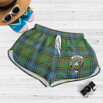 MacMillan Hunting Ancient Tartan Womens Shorts with Family Crest