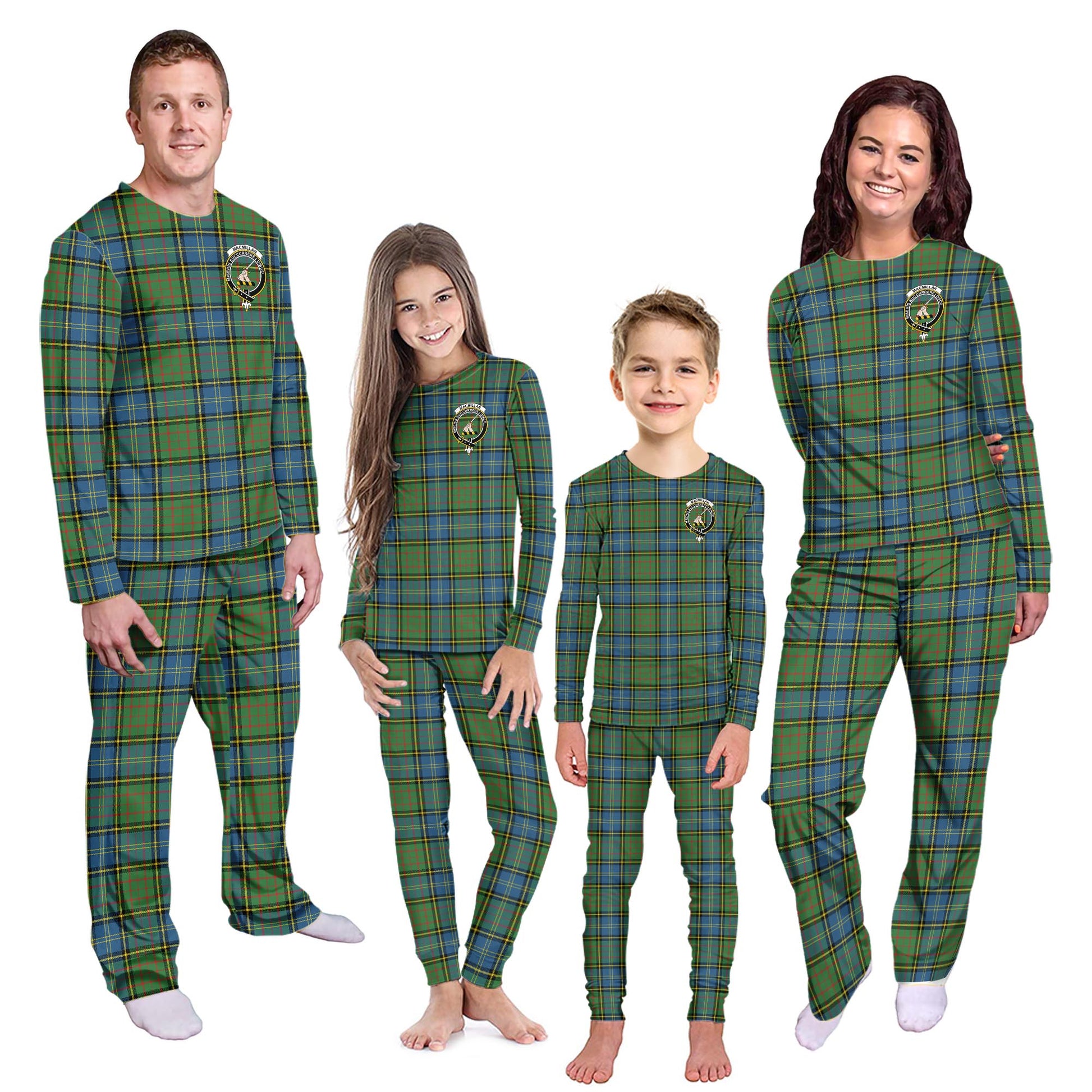 MacMillan Hunting Ancient Tartan Pajamas Family Set with Family Crest - Tartanvibesclothing