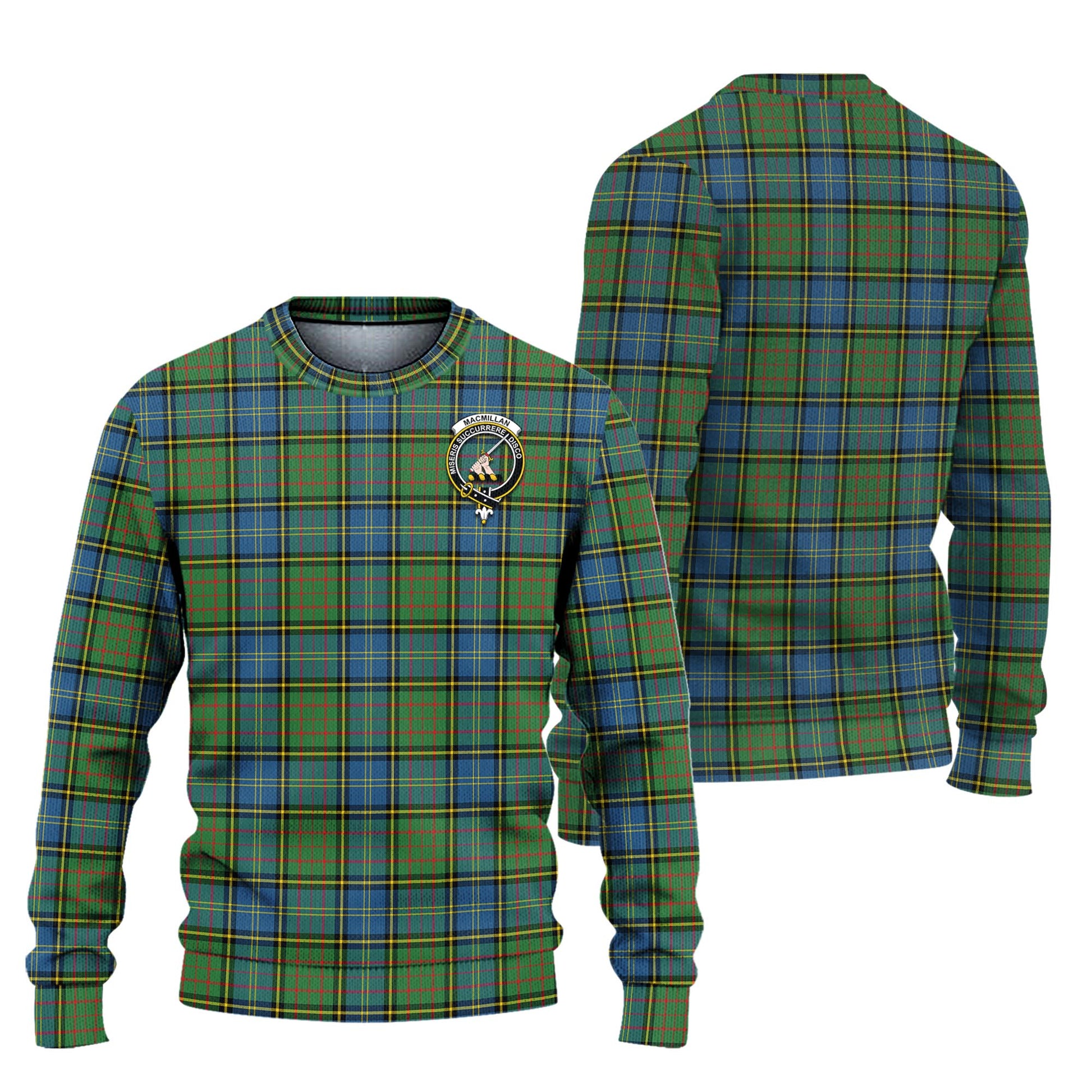 MacMillan Hunting Ancient Tartan Knitted Sweater with Family Crest Unisex - Tartanvibesclothing