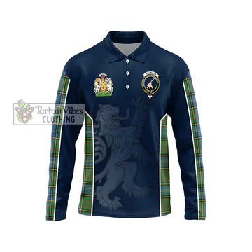 MacMillan Hunting Ancient Tartan Long Sleeve Polo Shirt with Family Crest and Lion Rampant Vibes Sport Style