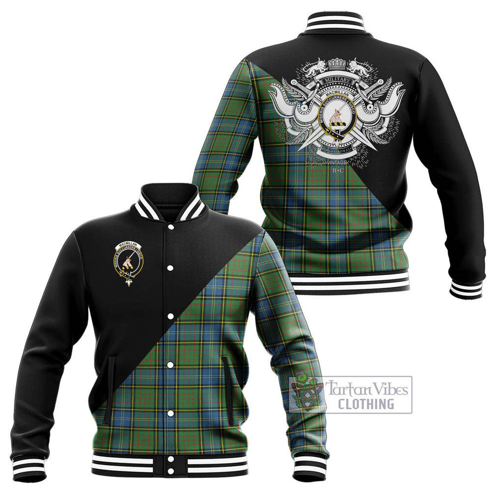 MacMillan Hunting Ancient Tartan Baseball Jacket with Family Crest and Military Logo Style Unisex - Tartanvibesclothing Shop