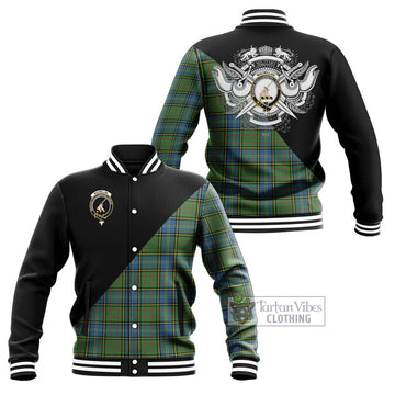 MacMillan Hunting Ancient Tartan Baseball Jacket with Family Crest and Military Logo Style