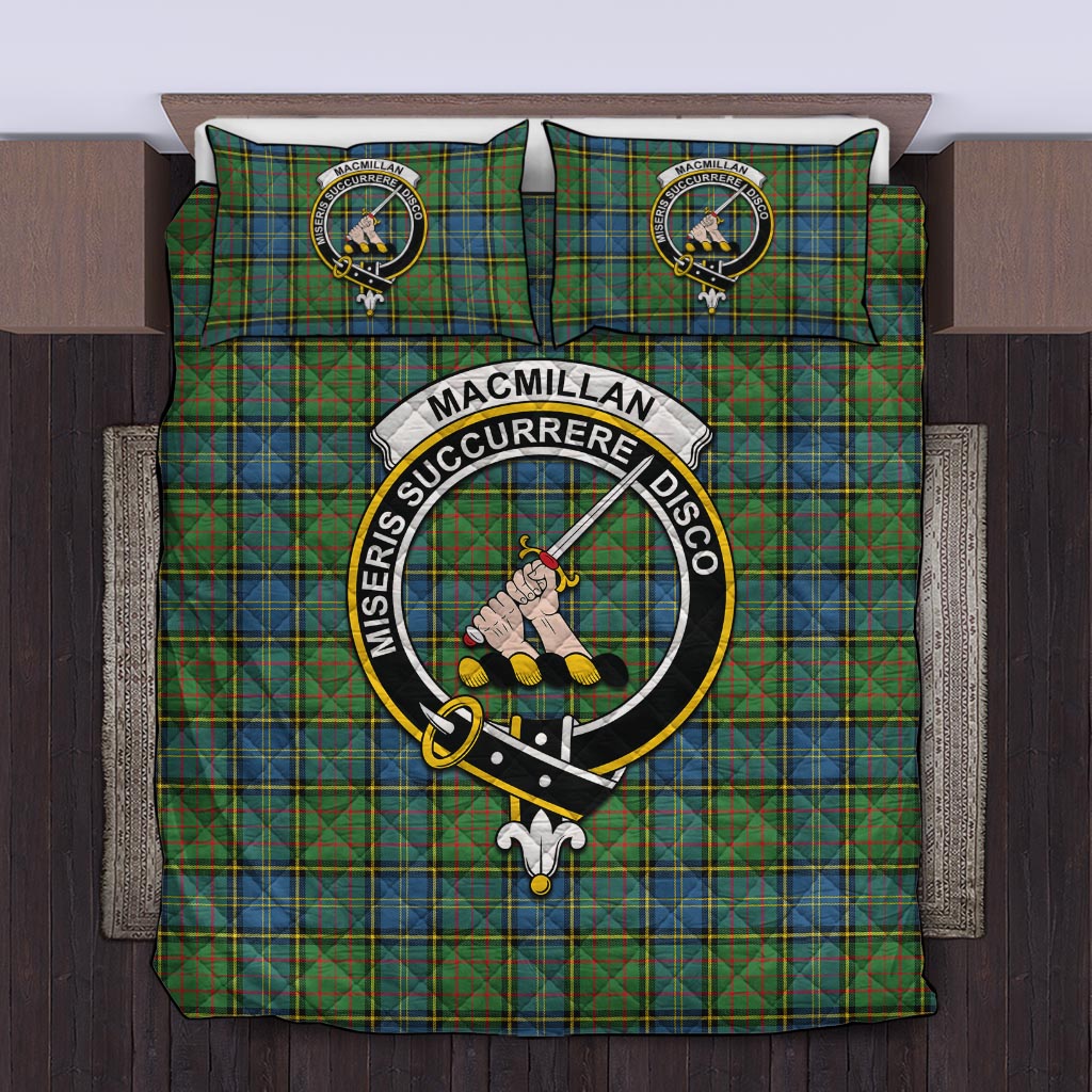 MacMillan Hunting Ancient Tartan Quilt Bed Set with Family Crest Twin - Tartan Vibes Clothing