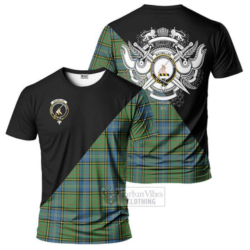 MacMillan Hunting Ancient Tartan T-Shirt with Family Crest and Military Logo Style