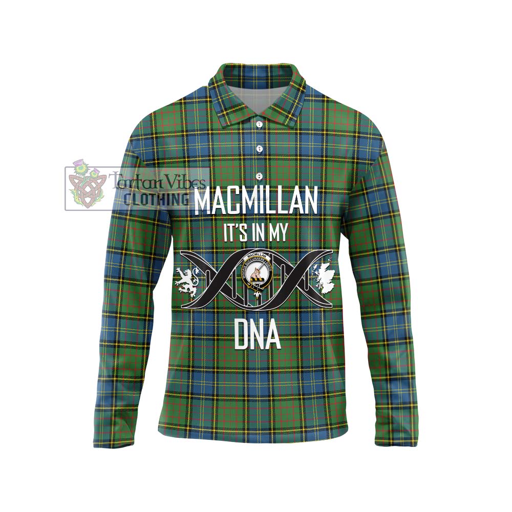 MacMillan Hunting Ancient Tartan Long Sleeve Polo Shirt with Family Crest DNA In Me Style Unisex - Tartanvibesclothing Shop