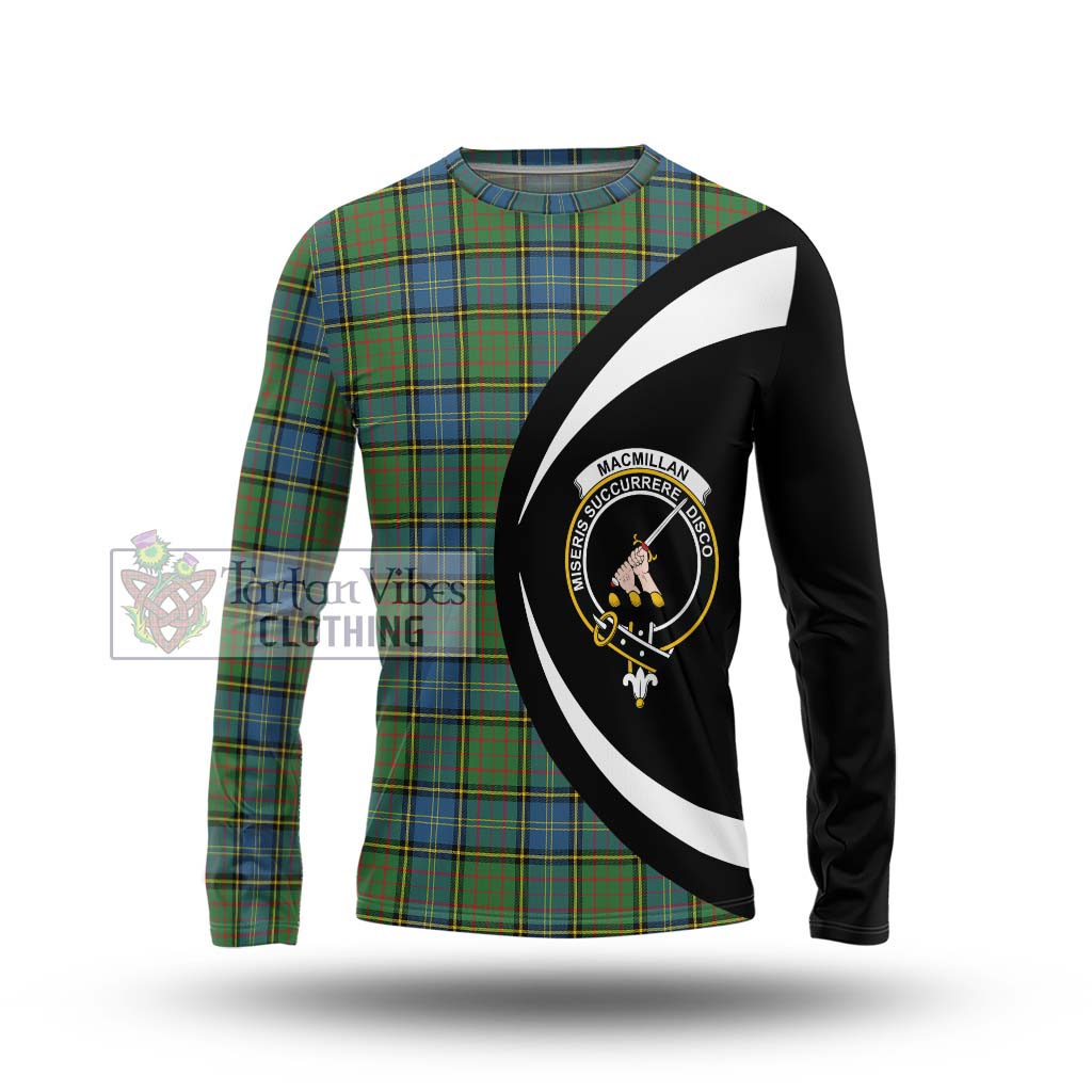 MacMillan Hunting Ancient Tartan Long Sleeve T-Shirt with Family Crest Circle Style Unisex - Tartan Vibes Clothing