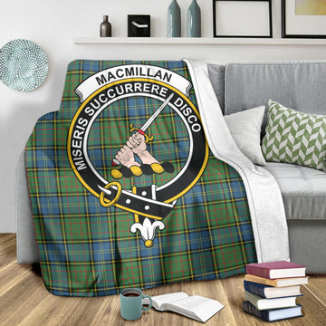 MacMillan Hunting Ancient Tartan Blanket with Family Crest