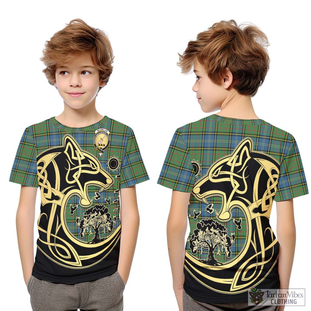 MacMillan Hunting Ancient Tartan Kid T-Shirt with Family Crest Celtic Wolf Style Youth XL Size14 - Tartan Vibes Clothing