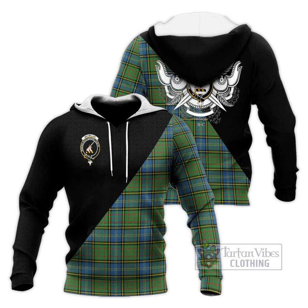 MacMillan Hunting Ancient Tartan Knitted Hoodie with Family Crest and Military Logo Style Unisex Knitted Pullover Hoodie - Tartanvibesclothing Shop