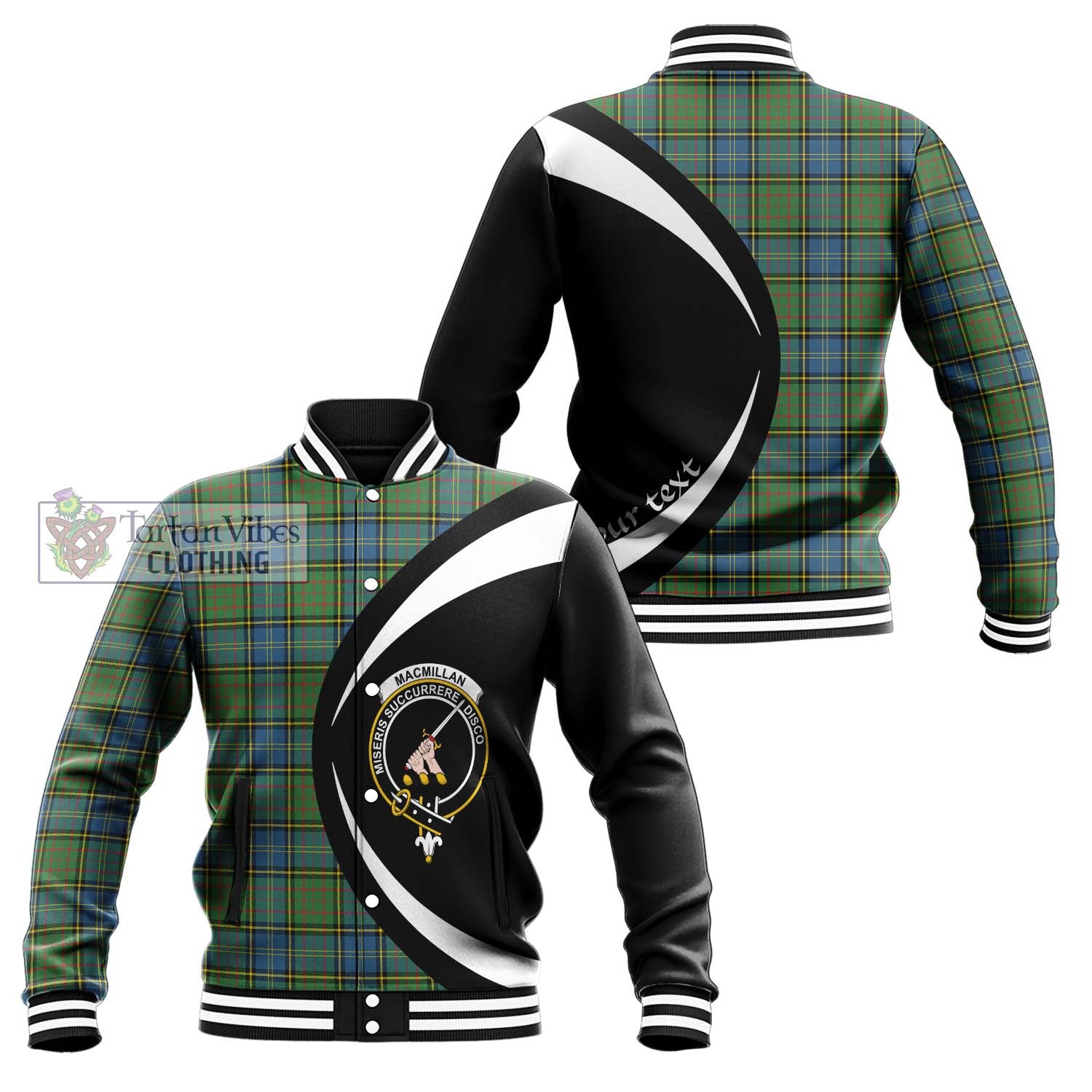 MacMillan Hunting Ancient Tartan Baseball Jacket with Family Crest Circle Style Unisex - Tartan Vibes Clothing