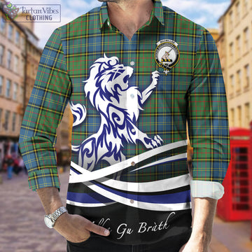 MacMillan Hunting Ancient Tartan Long Sleeve Button Up Shirt with Alba Gu Brath Regal Lion Emblem