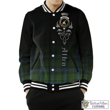 MacMillan Hunting Ancient Tartan Baseball Jacket Featuring Alba Gu Brath Family Crest Celtic Inspired