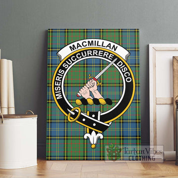 MacMillan Hunting Ancient Tartan Canvas Print Wall Art with Family Crest