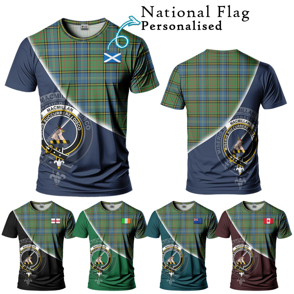 MacMillan Hunting Ancient Tartan T-Shirt with Personalised National Flag and Family Crest Half Style Kid's Shirt - Tartanvibesclothing Shop