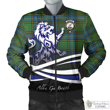 MacMillan Hunting Ancient Tartan Bomber Jacket with Alba Gu Brath Regal Lion Emblem