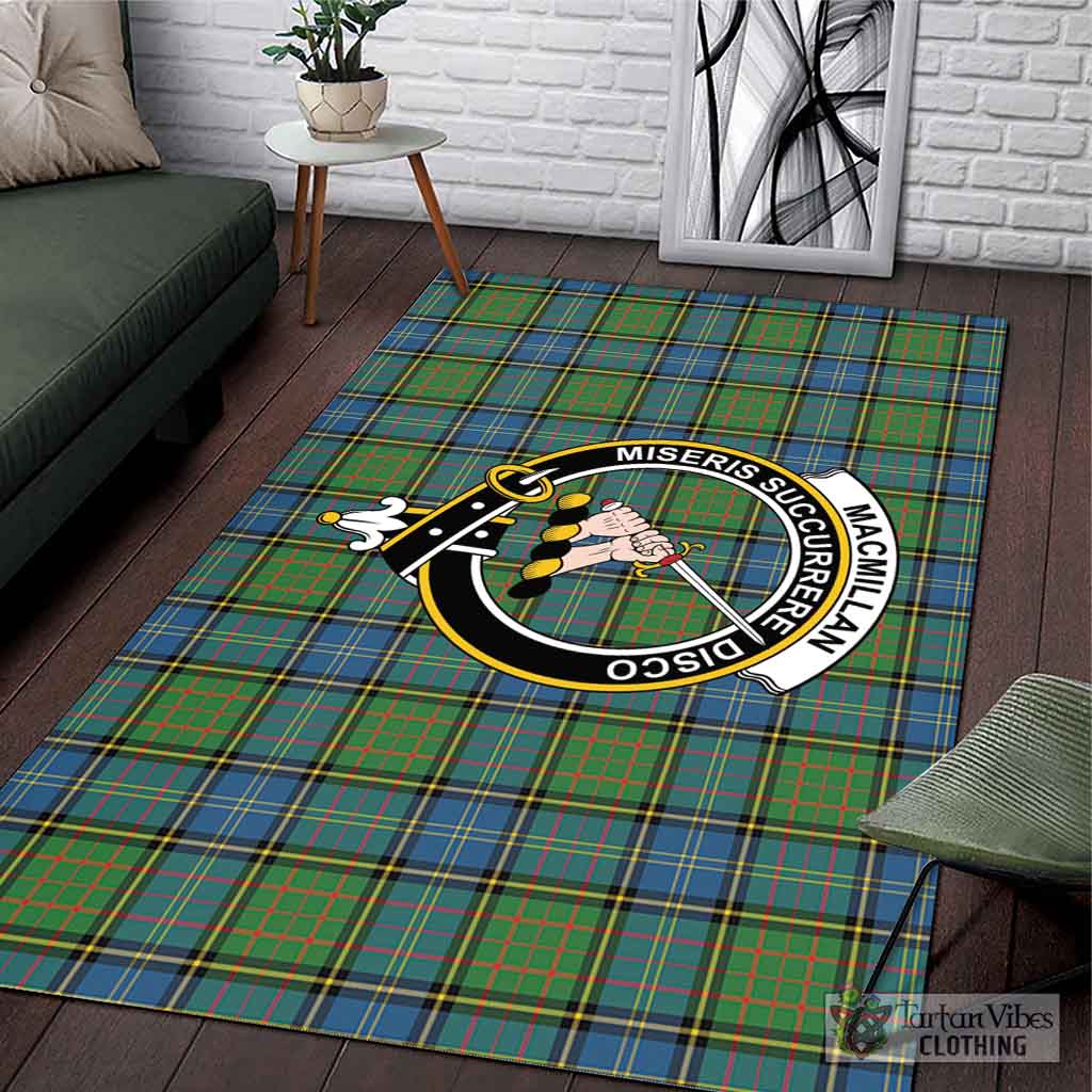 Tartan Vibes Clothing MacMillan Hunting Ancient Tartan Area Rug with Family Crest