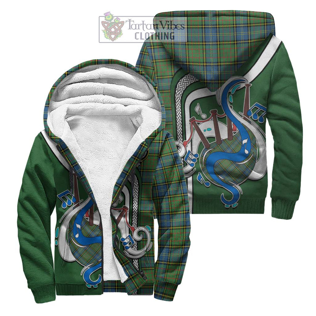 MacMillan Hunting Ancient Tartan Sherpa Hoodie with Epic Bagpipe Style Unisex S - Tartanvibesclothing Shop