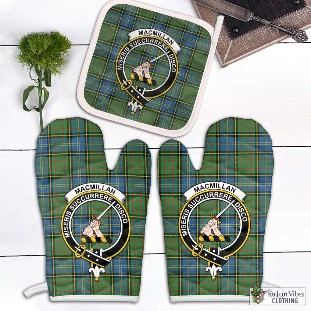 MacMillan Hunting Ancient Tartan Combo Oven Mitt & Pot-Holder with Family Crest Combo 1 Oven Mitt & 1 Pot-Holder White - Tartan Vibes Clothing