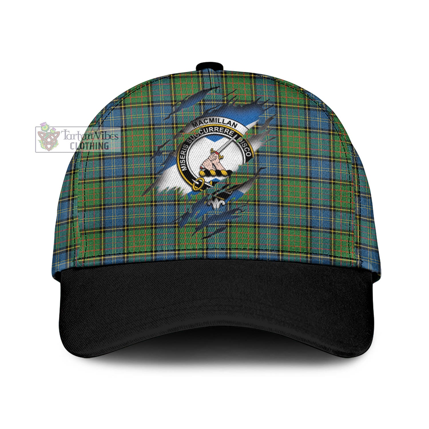 Tartan Vibes Clothing MacMillan Hunting Ancient Tartan Classic Cap with Family Crest In Me Style