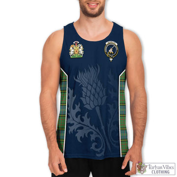 MacMillan Hunting Ancient Tartan Men's Tanks Top with Family Crest and Scottish Thistle Vibes Sport Style