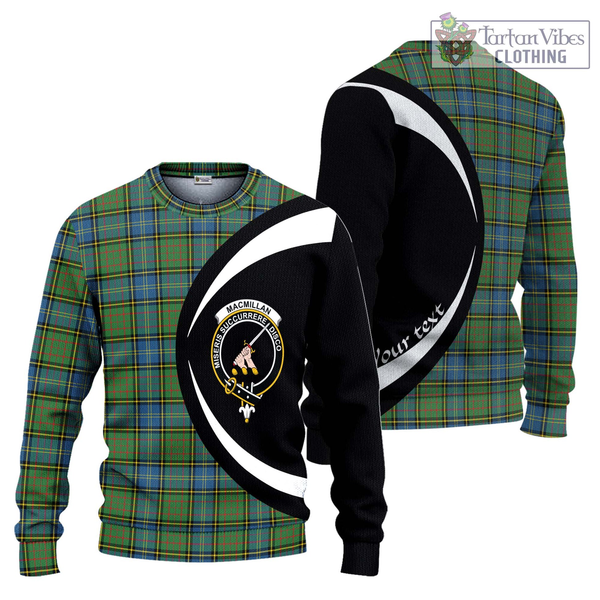 MacMillan Hunting Ancient Tartan Knitted Sweater with Family Crest Circle Style Unisex - Tartan Vibes Clothing