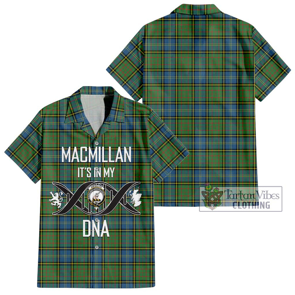 MacMillan Hunting Ancient Tartan Short Sleeve Button Shirt with Family Crest DNA In Me Style Kid - Tartanvibesclothing Shop