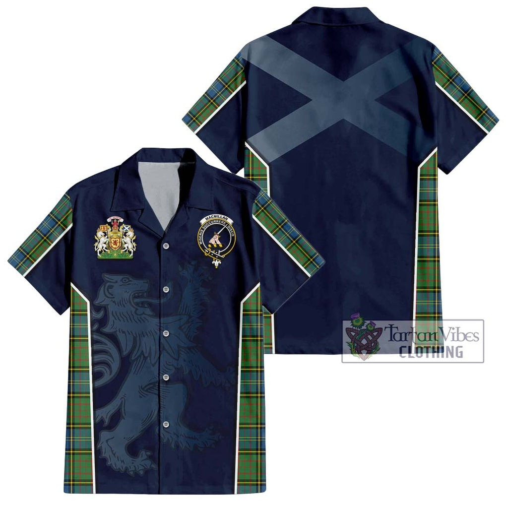 MacMillan Hunting Ancient Tartan Short Sleeve Button Shirt with Family Crest and Lion Rampant Vibes Sport Style Kid - Tartan Vibes Clothing