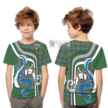 MacMillan Hunting Ancient Tartan Kid T-Shirt with Epic Bagpipe Style