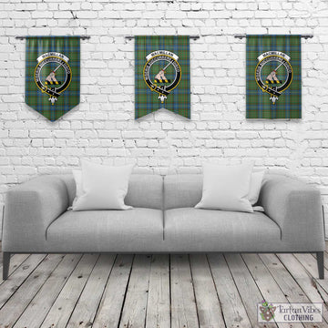 MacMillan Hunting Ancient Tartan Gonfalon, Tartan Banner with Family Crest