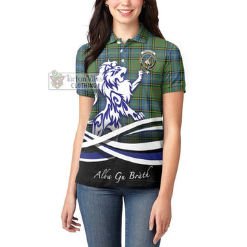 MacMillan Hunting Ancient Tartan Women's Polo Shirt with Alba Gu Brath Regal Lion Emblem