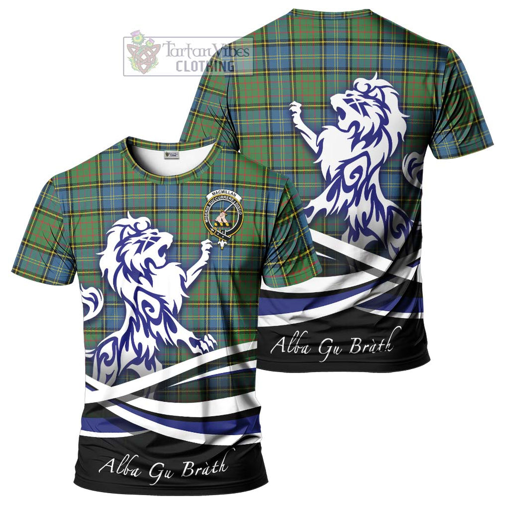 Tartan Vibes Clothing MacMillan Hunting Ancient Tartan Cotton T-shirt with Alba Gu Brath Regal Lion Emblem