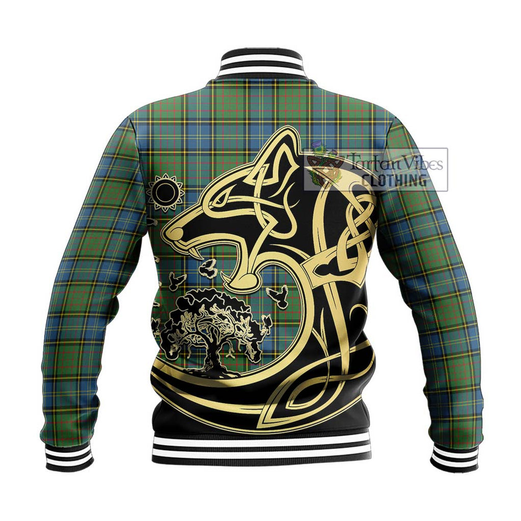 MacMillan Hunting Ancient Tartan Baseball Jacket with Family Crest Celtic Wolf Style - Tartan Vibes Clothing