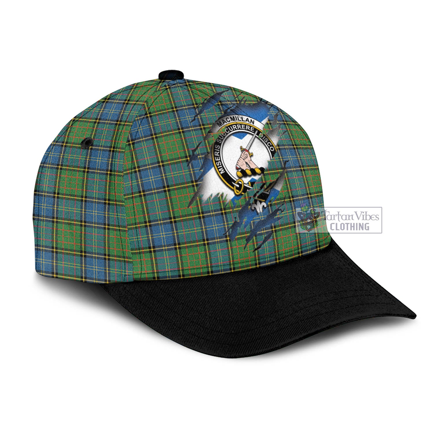 Tartan Vibes Clothing MacMillan Hunting Ancient Tartan Classic Cap with Family Crest In Me Style