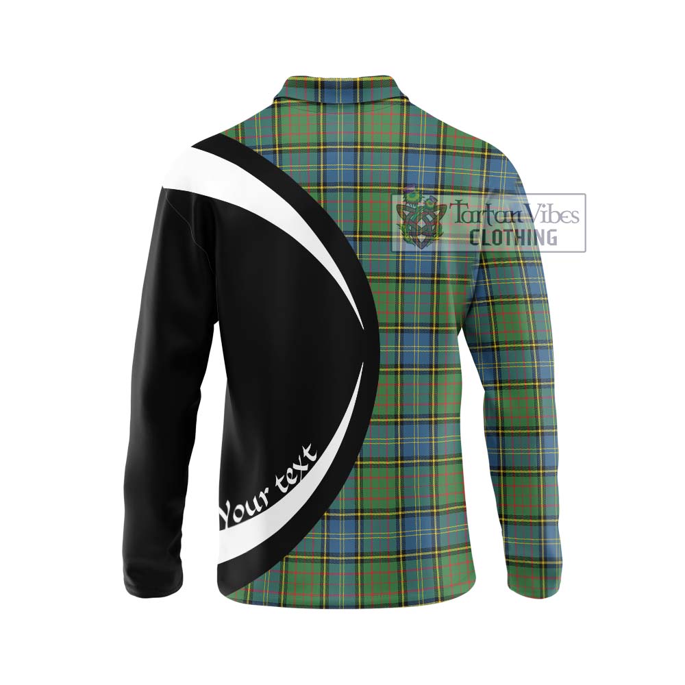 MacMillan Hunting Ancient Tartan Long Sleeve Polo Shirt with Family Crest Circle Style - Tartan Vibes Clothing