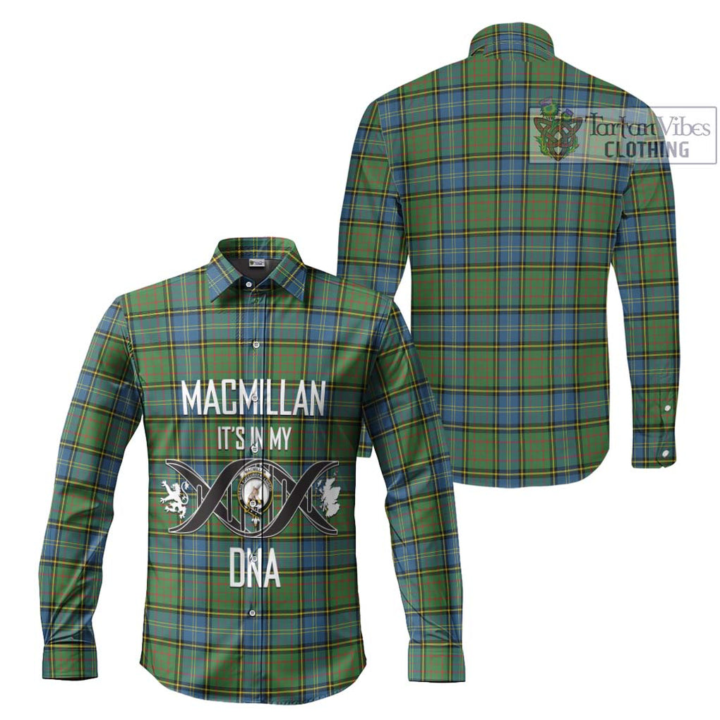 MacMillan Hunting Ancient Tartan Long Sleeve Button Shirt with Family Crest DNA In Me Style Men's Shirt - Tartanvibesclothing Shop