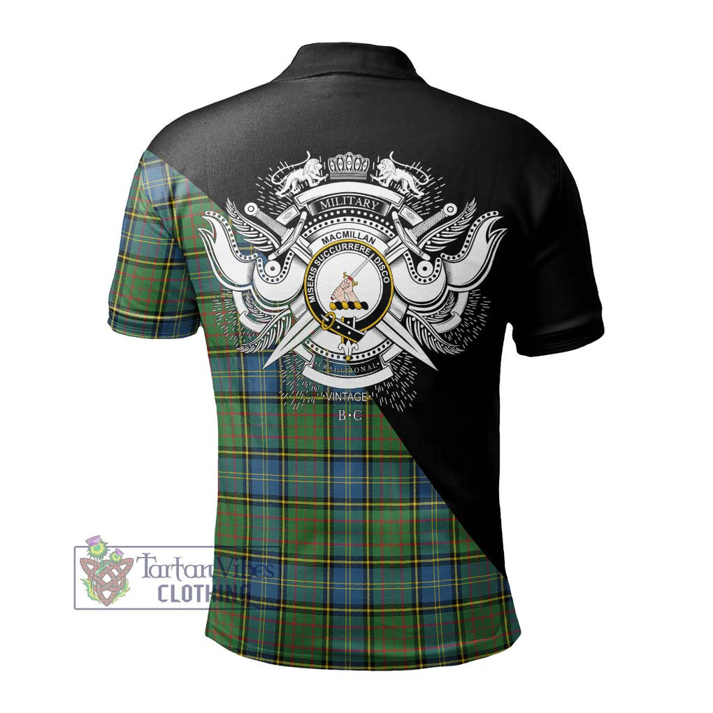 MacMillan Hunting Ancient Tartan Polo Shirt with Family Crest and Military Logo Style - Tartanvibesclothing Shop