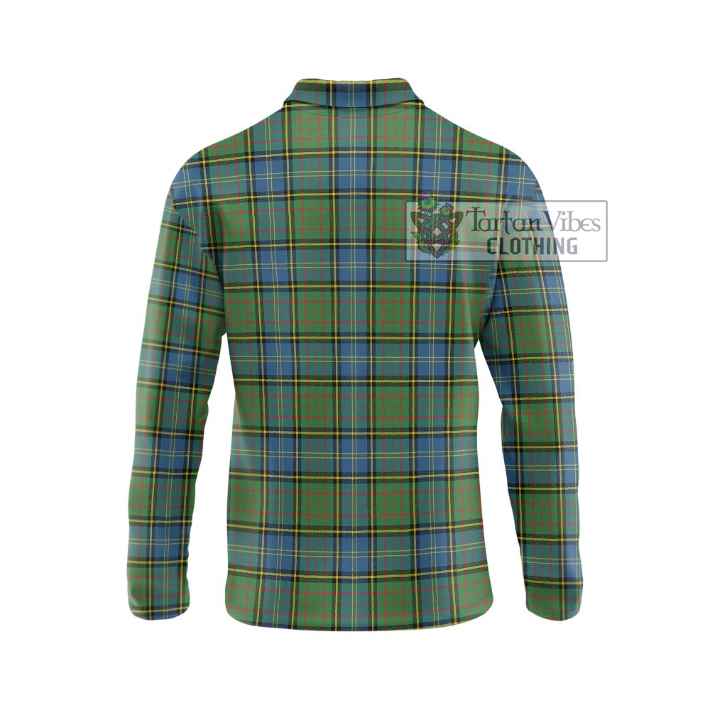 MacMillan Hunting Ancient Tartan Long Sleeve Polo Shirt with Family Crest DNA In Me Style - Tartanvibesclothing Shop