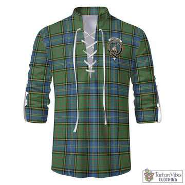 MacMillan Hunting Ancient Tartan Men's Scottish Traditional Jacobite Ghillie Kilt Shirt with Family Crest