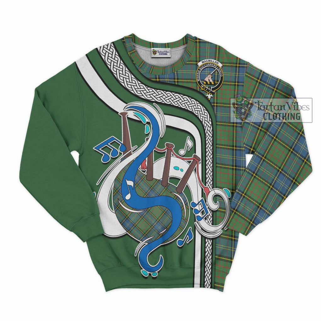 Tartan Vibes Clothing MacMillan Hunting Ancient Tartan Sweatshirt with Epic Bagpipe Style