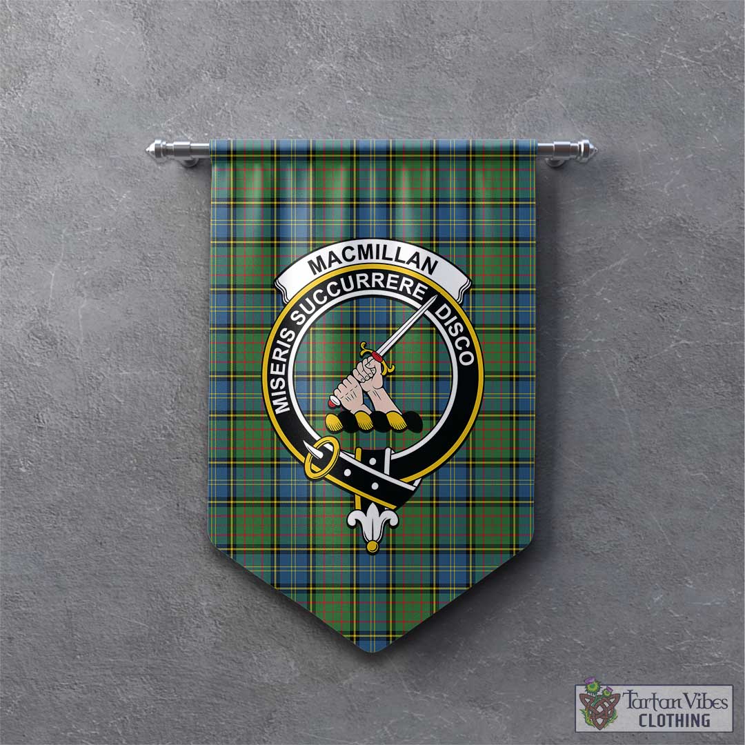 Tartan Vibes Clothing MacMillan Hunting Ancient Tartan Gonfalon, Tartan Banner with Family Crest