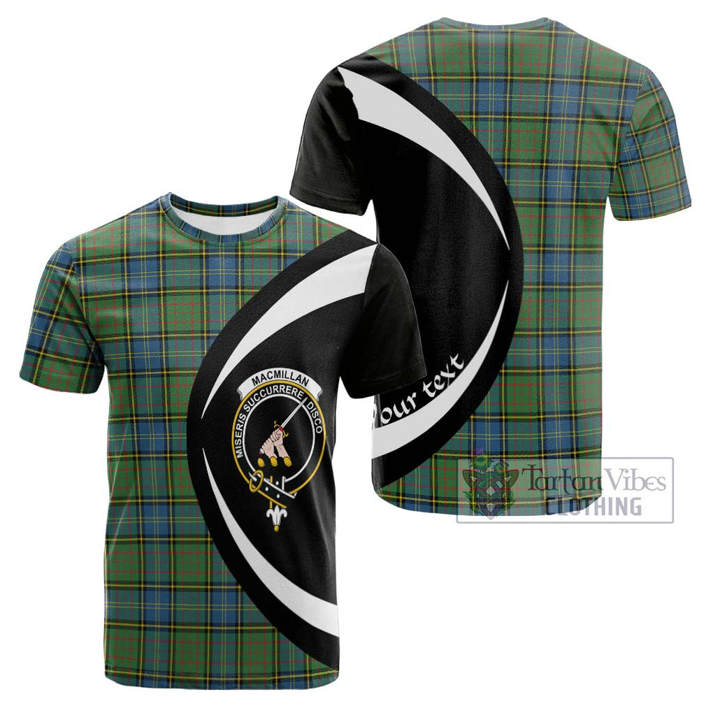 Tartan Vibes Clothing MacMillan Hunting Ancient Tartan Cotton T-shirt with Family Crest Circle Style