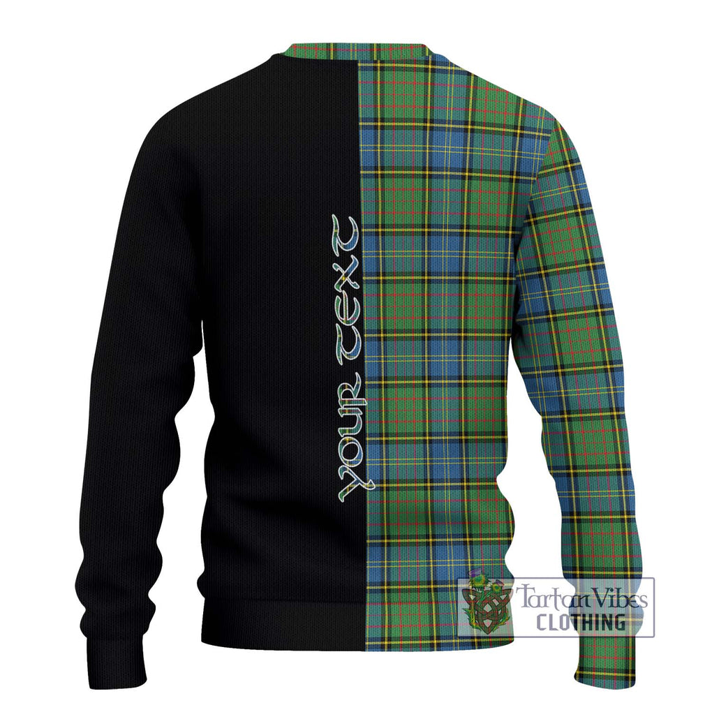 MacMillan Hunting Ancient Tartan Knitted Sweater with Family Crest and Half Of Me Style - Tartanvibesclothing Shop